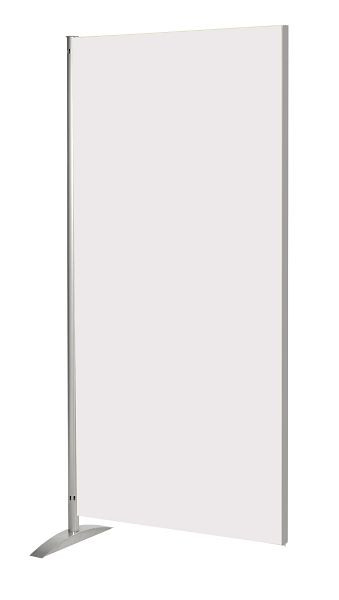Kerkmann Metropol privacywand, houten element, wit, B 800 x D 450 x H 1750 mm, aluminium zilver/wit, 45696410