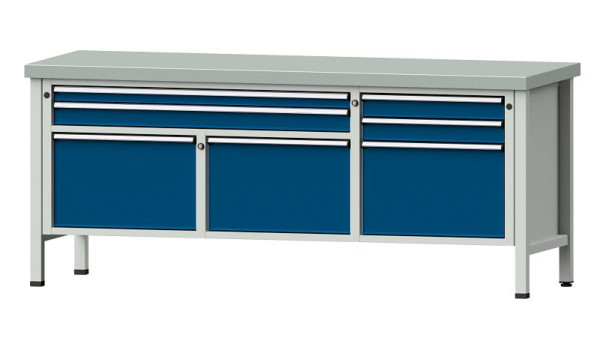 ANKE werkbanken kistwerkbank, model 281 V, 2000 x 700 x 850 mm, RAL 7035/5010, ZBP 50 mm, 304.530