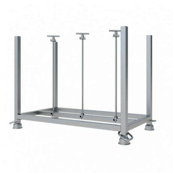 Schake stapelpallet, afmetingen: 1,40 mx 0,73 mx 1,06 m, standpijpen en dwarsbalken van vierkante buis 50x 50 mm, voor opname van voetplaten, 50381V-0