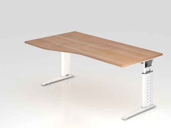 Hammerbacher bureau C-poot 180x100/80cm walnoot/wit, werkhoogte 68-86 cm verstelbaar, VUS18/N/W