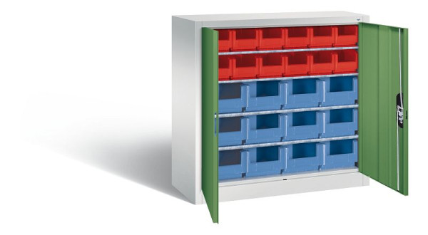 C+P tijdschriftenkast serie 13, H1000xB1000xD420mm, kleur: lichtgrijs / reseda groen, verzonken handgreep, 133944-23 S10026