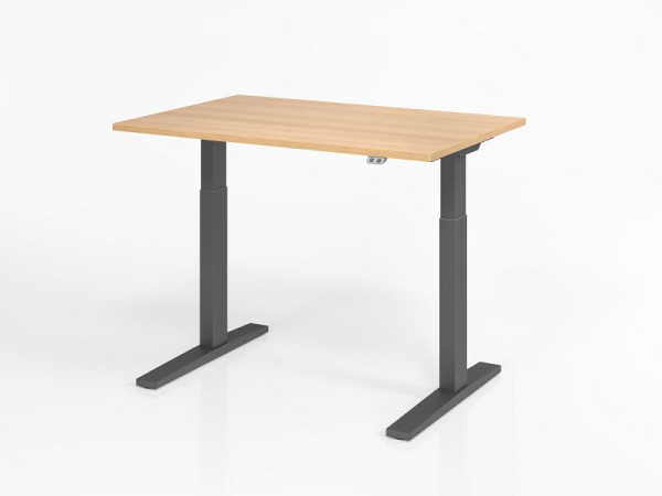 Hammerbacher bureau XMKA12, 120 x 80 cm, blad: eikenhout, 25 mm dik, ABS dikke rand, rechthoekige vorm, grafiet, VXMKA12/E/G