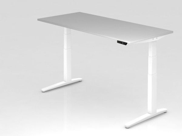 Hammerbacher elektrisch zit-sta bureau 180x80cm grijs/wit, rechthoekige vorm, VXBHM19/5/WW