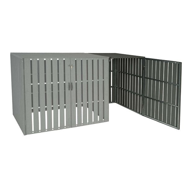 Mendler 1er WPC vuilnisbak bekleding uitbreiding HWC-J28, vuilnisbak, metaal houtlook, grijs, 75971 + 75972