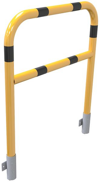 Schake buisbeugel van geel/zwarte stalen buis met dwarsbalk voor wandmontage, totale breedte: 1000 mm, totale hoogte: 1000 mm, 465_22WBG