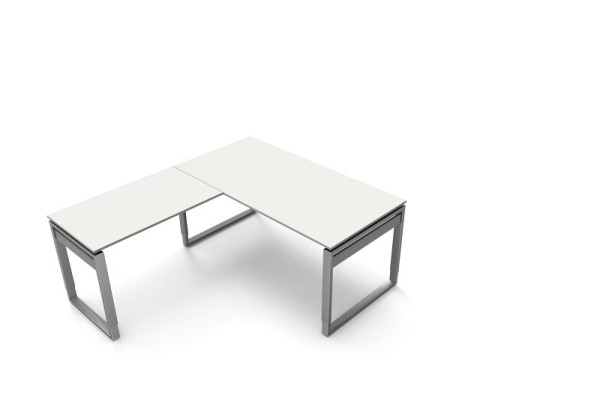 Kerkmann bureau B 1600 x D 800 x H 680-820 mm met aanschuiftafel, vorm 5, kleur: wit, 11403810