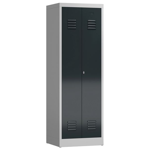 Lüllmann ClassiX kledingkast, 2 in het midden sluitende vakken, 1800 x 590 x 500 mm, lichtgrijs/antracietgrijs, X-510428