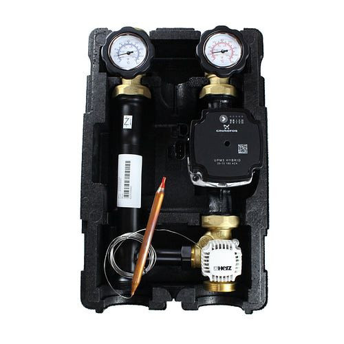 Environ ProfiMix verwarmingscircuitpompgroep met driewegmengkraan, Herz capillaire thermostaatkop 20-50°C en Grundfos UPM3 Hybrid 25/7, EN002FT2050UPM