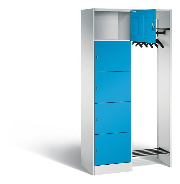 C+P open garderobe serie 8070, H1950xW960xD480mm, kleur: lichtgrijs / lichtblauw, 82700-00 S10001