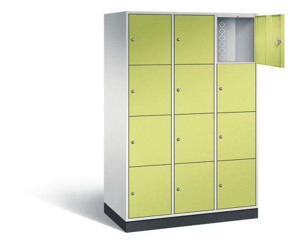 C+P XL lockerkast Intro, H1950xW1220xD590mm, kleur: lichtgrijs / virid groen, 8470-303 S10032