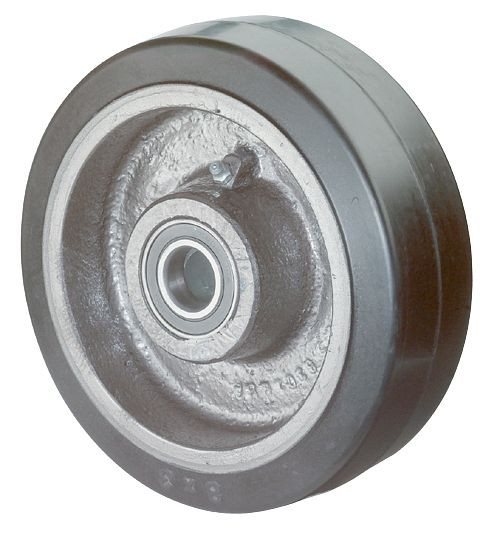 BS Rollen rubberen wiel, wielbreedte 75 mm, wiel-Ø 300 mm, draagvermogen 850 kg, zwarte elastische banden, gegoten wiellichaam, kogellagers, B81.303