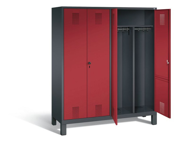 C+P zwart wit locker Evolo, H1850xW1590xD500mm, kleur: zwart-grijs/robijnrood, 48012-42 S10085
