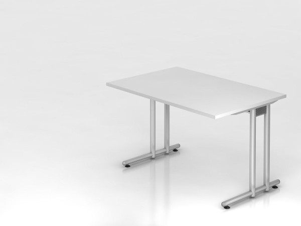 Hammerbacher bureau C-poot 120x80cm wit/zilver, werkhoogte 72 cm, VNS12/W/S