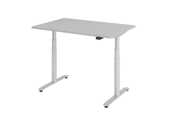 Hammerbacher zit-sta bureau elektrisch 120x80cm grijs/zilver, VXDLR12/5/S