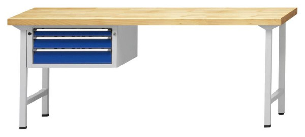 ANKE combinatie werkbank; 2000x700 mm; RAL 7035/5010; Linker onderkast 660x615x330 mm, 3 laden 60, 90, 120 mm