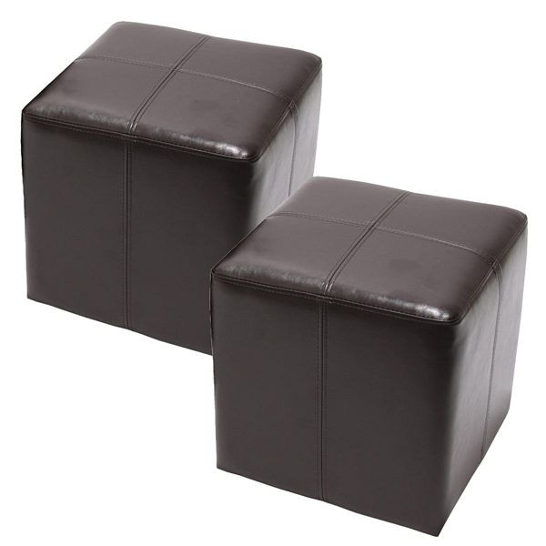Mendler set van 2 kubussen, krukken, krukken, Onex, leer + imitatieleer, 36x36x36cm, bruin, 9308+9308