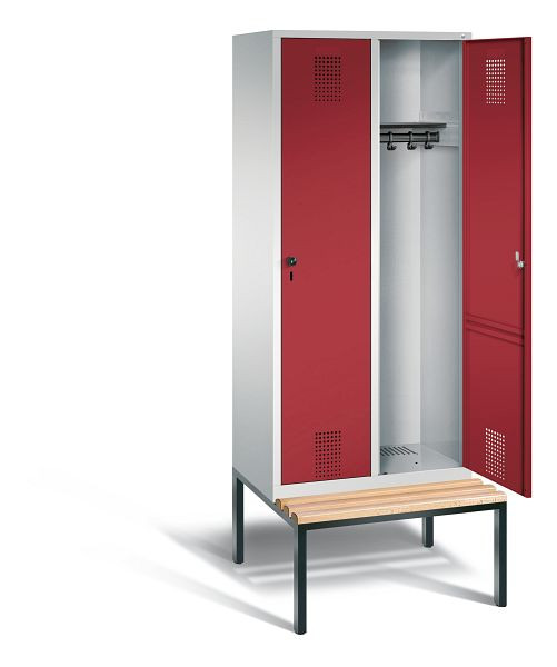 C+P Evolo garderobe, H2090xW810xD815mm, kleur: lichtgrijs/robijnrood, 48050-22 S10017