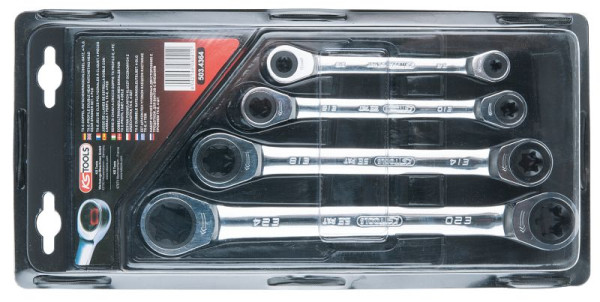 KS Tools GEARplus Torx E dubbele ringratelsleutelset, 4-delig, 503.4364