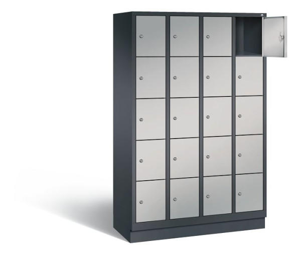 C+P lockerkast Evolo, H1800xB1190xD500mm, kleur: zwart-grijs/wit aluminium, 48020-405 S10022