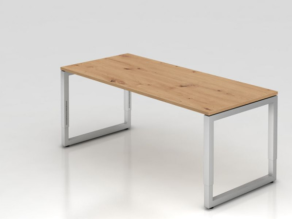 Hammerbacher bureau RS19, 180 x 80 cm, blad: knoestig eiken, 25 mm dik, 2 mm ABS rand, rechthoekige vorm met zwevend tafelblad, VRS19/R/S