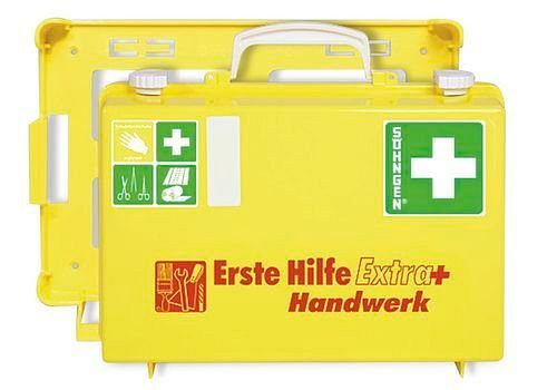 DENIOS Erste-Hilfe-Koffer Extra Plus "Handwerk", Basisinhalt nach DIN, Wandhalterung, 164-939
