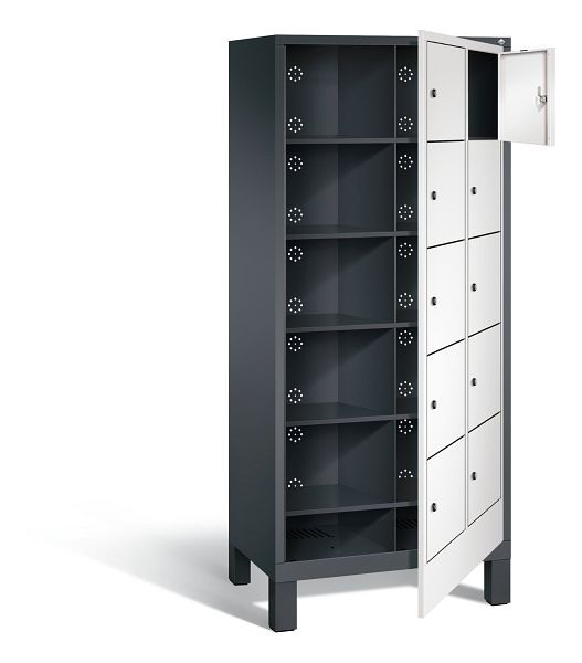 C+P wasverzamelkast Evolo, H1850xW810xD500mm, kleur: zwartgrijs / verkeerswit, 48060-205 S10231