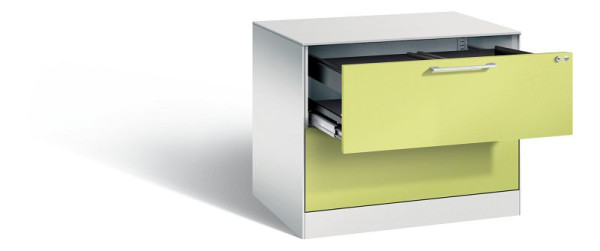 C+P hangarchiefkast Asisto, H710xB800xD600mm, kleur: lichtgrijs / virid groen, beugelgreep, 146273-212 S10127