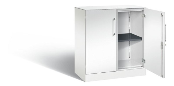 C+P dressoir met vleugeldeuren Asisto, H915xB800xD435mm, kleur: verkeerswit, beugelgreep, 2 niveaus, 141053-000 S10207