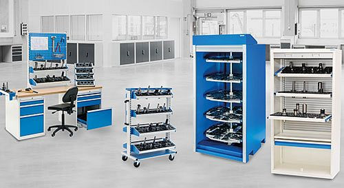 Bedrunka+Hirth CNC-trolley voor 8 gereedschapsdragers, zonder uitrusting, afmetingen in mm (BxDxH): 480 x 900 x 860, 02.88.01