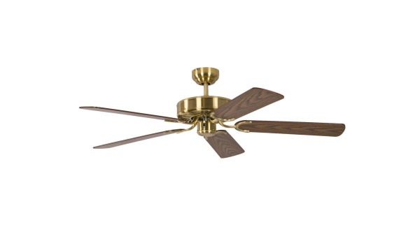 Pepeo plafondventilator Potkuri messing mat/eiken 132 cm met trekketting, 13332010132v2