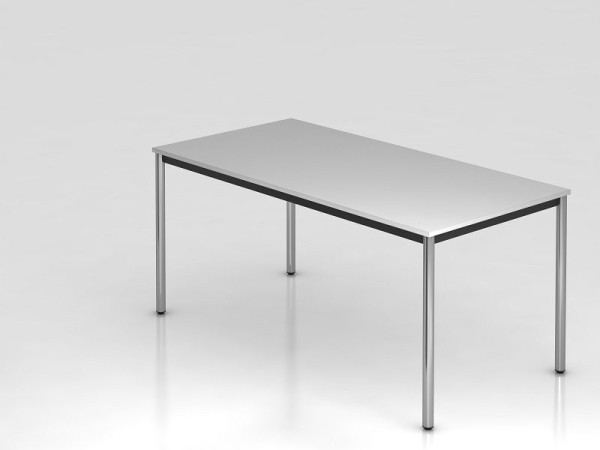 Hammerbacher vergadertafel rond onderstel 160x80 grijs/chroom, rechthoekige vorm, VDR16/5/C