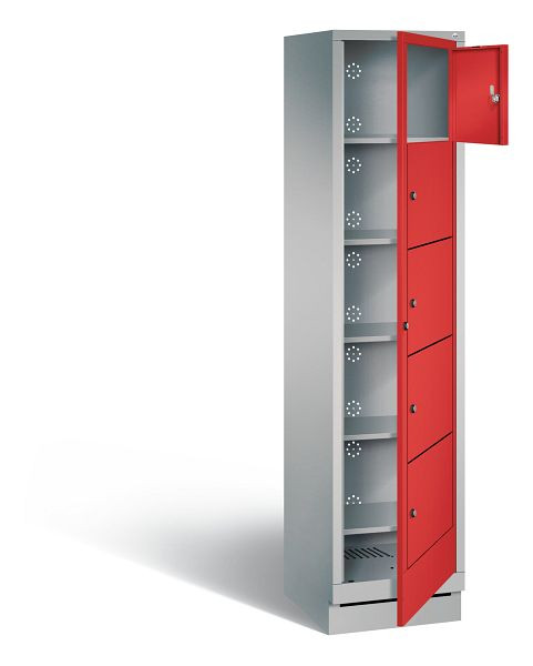 C+P wasautomaat Evolo, H1800xB420xD500mm, kleur: wit aluminium / vuurrood, 48160-105 S10089