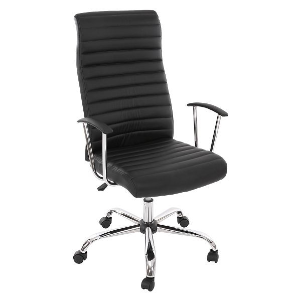 Mendler Cagliari bureaustoel, draaistoel, bureaustoel, directiestoel, kunstleer, zwart, 30147