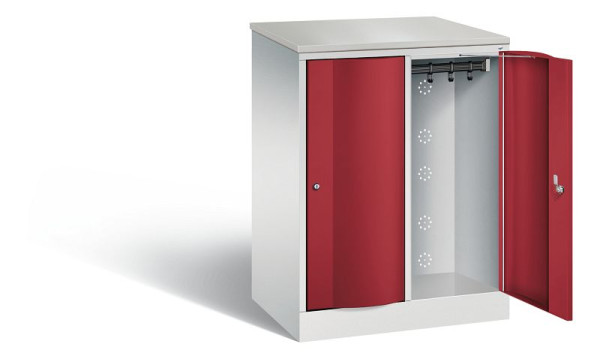C+P garderobekast Resisto, H1077xB772xD540mm, kleur: lichtgrijs/robijnrood, 8271-272 S10075