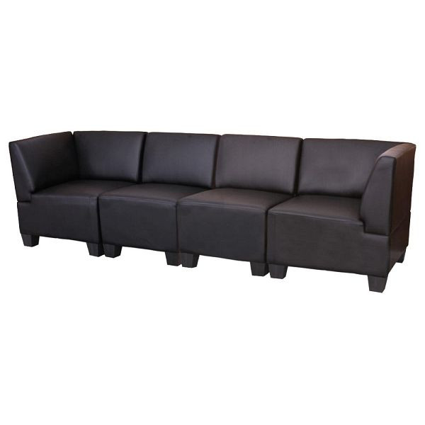 Mendler Modular 4-zits bank Couch Lyon, kunstleer, zwart, hoge armleuningen, 2x21699+2x21689+2x21716