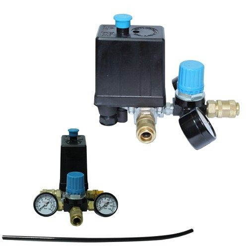 AEROTEC drukschakelaar unit - 230 V - 10 bar - 3/8 inch IG - 3 uitgangen 1/4 inch IG - incl. 2x manometers, 9420255