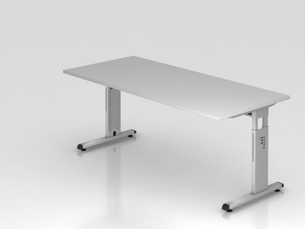 Hammerbacher bureau C-poot 180x80cm grijs/zilver, werkhoogte 65-85 cm, VOS19/5/S