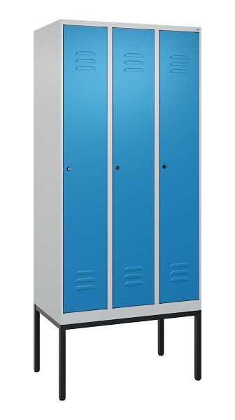 C+P luierkluis Classic PLUS met middenwand, frame, 3 vakken, 2120x900x500mm, 7035/5012, cilindersloten, 0800307-30F S10019