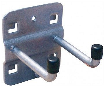 ADB gereedschapshouder, dubbel met verticaal haakuiteinde, geschikt voor eurogaten (10x10mm/38x38mm), Ø: 6mm, kleur: aluminium, RAL 9006, 50mm, 23126