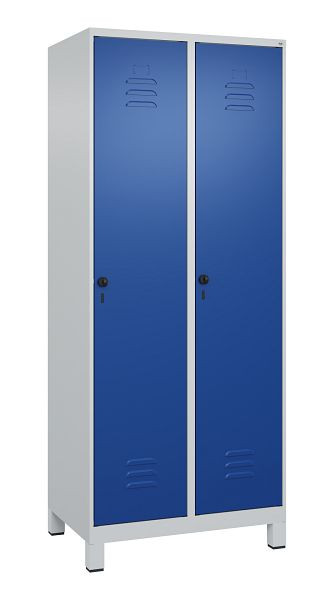 C+P Mehrzweckschrank Classic PLUS, Füße, 2 Abteile, 1950x800x500mm, 7035/5010, Drehriegel, Türen rechts angeschlagen, 080010-22B S10003