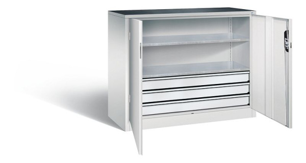 C+P gereedschapskast Acurado, H1000xB1200xD500mm, kleur: lichtgrijs, verzonken handgreep, 8831-5035 S10144