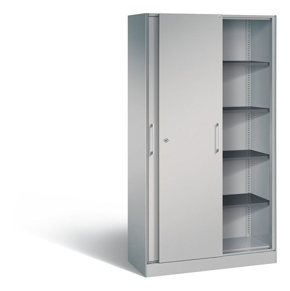 C+P schuifdeurkast Asisto, H1980xB1000xD435mm, kleur: wit aluminium, beugelgreep, 5 FH, 142002-000 S10043