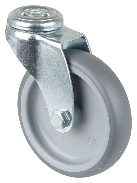 BS rollen apparatenrol, wielbreedte 24 mm, wiel-Ø 100 mm, draagvermogen 70 kg, grijs rubberen loopvlak, glijlager, VE = 4 stuks, A301.A80.100