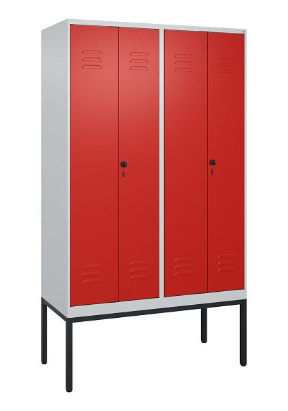 C+P Umkleidespind Classic PLUS, Doppel-Spind, Gestell, 4 Abteile, 2120x1200x500mm, 7035/3020, Drehriegel, 0800327-40P S10002