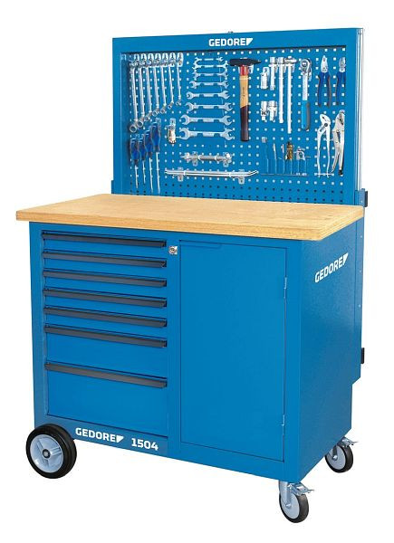 GEDORE verrijdbare werkbank met achterwand, 7 laden, 6624450