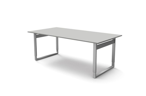 Kerkmann bureau extra groot / vergadertafel met ijzeren frame, vorm 5, B 2000 x D 1000 x H 680-820 mm, lichtgrijs, 11404711