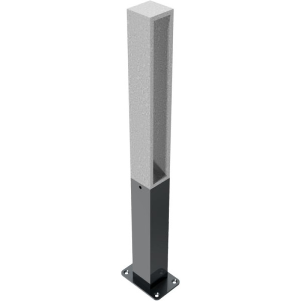 Stone HGS stijl tuinpaal 70 x 70 mm met vlakstalen bevestiging, stationair/voor pluggen, met voetplaat 100x150mm, 40731pb