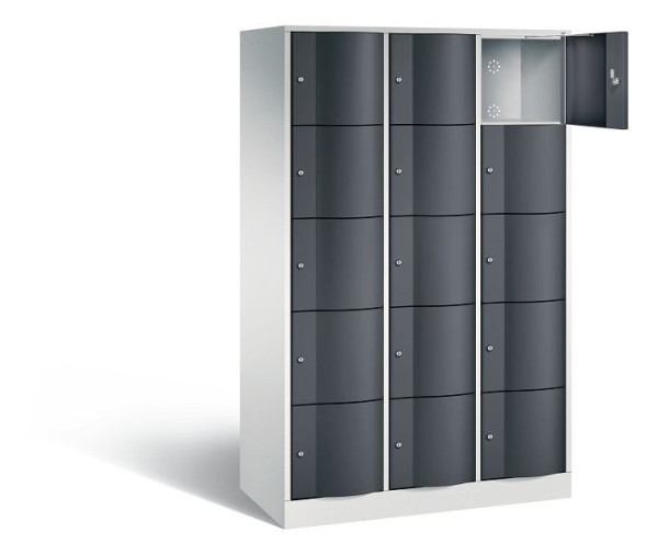 C+P lockerkast Resisto, H1950xB1148xD540mm, kleur: lichtgrijs / zwartgrijs, 8570-372 S10936