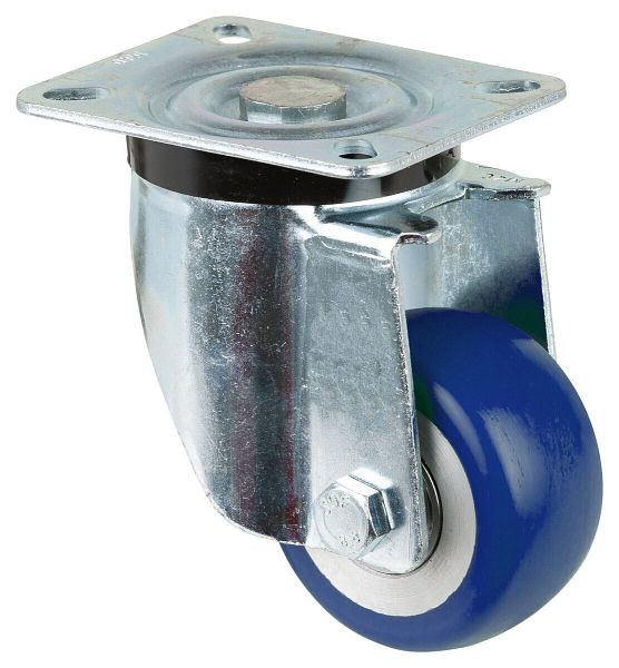 BS Rollen transportwiel zwenkwiel, polyurethaan wiel 83 Shore, aluminium velg kogellager, plaat, diameter: 80 mm, L400.B92.080