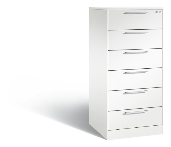 C+P archiefkast Asisto, H1310xB562xD600mm, kleur: verkeerswit, beugelgreep, 146224-622 S10150